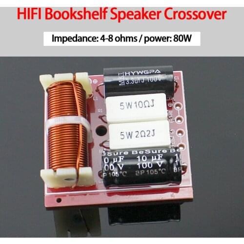 KYYSLB 4-8 Ohm 80W Bookshelf Speaker Crossover Audio High and Low Frequency Two-way HIFI Fever Speaker Crossover