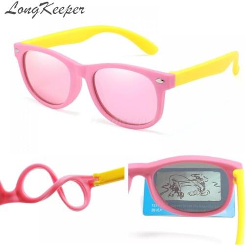 LongKeeper Silicone Polarized Kids Sunglasses Children Mirror Rivet Boys Girls Sun Glasses Eyewear Baby Shades Oculos UV400