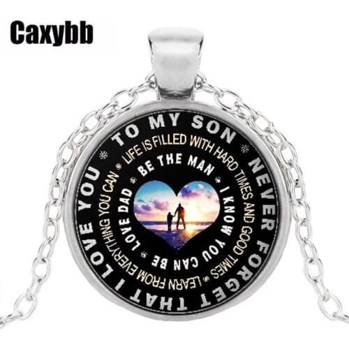 Caxybb New Arrival Fashion Chains Necklace Metal Link Chain Round Crystal Pendant Unisex Father and Son Love Chains Necklace