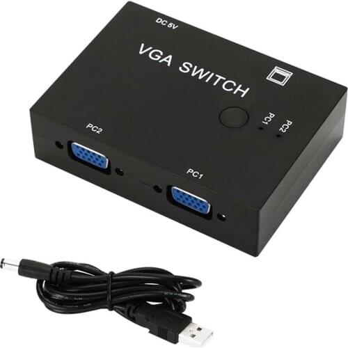 New Cable 2 In 1 Out VGA Video Sharing Switch Switcher Adapter Selector for PC Laptop Y Splitter Adapter