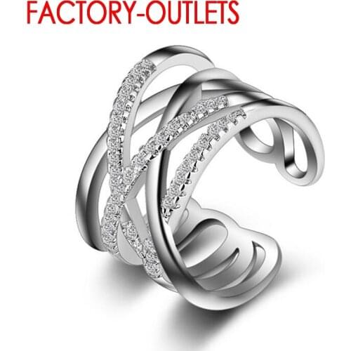 925 Sterling Silver Engagement Ring Fashion Jewelry Resizable Trendy Style Best Gift For Women Girls Wholesale