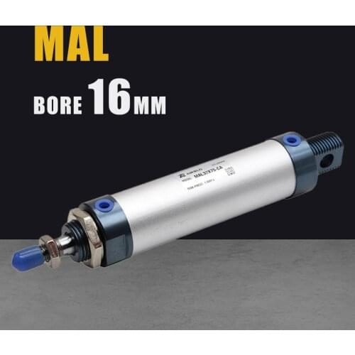 Aluminum Alloy Pneumatic Cylinder MAL 16mm Bore 25mm-500mm Stroke Double Acting Single Rod Air Cylinder
