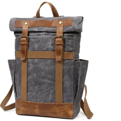 Hot New Outdoor Travel Backpack Men Working Large Capacity Laptop Bag Crazy Horse Leather Rucksack For Hiking Vintage Canvas Bag