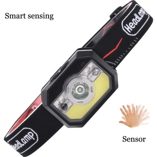 Portable Mini XPE+COB LED Glare Headlamp USB Rechargeable Camping Head lamp Fishing Headlight Flashlight Torch Built-in Battery