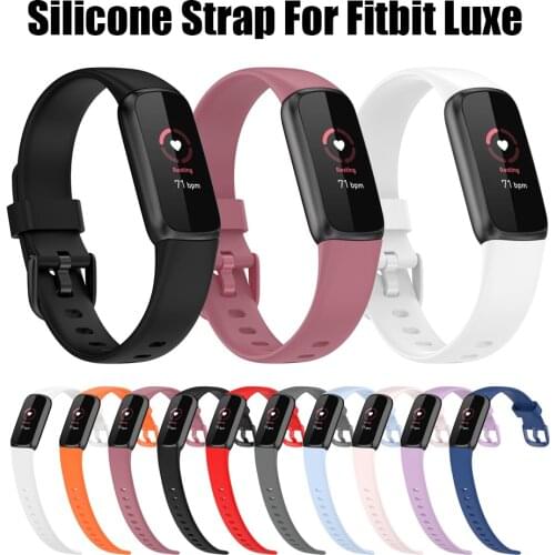 For Fitbit Luxe Strap Silicone Bracelet Bands Soft Wristbands Solid Color Silica Gel Watchbands Wriststrap 19cm-22cm Length