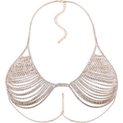 Luxury Fashion Necklace For Women Sexy Body Chain Bikini Bra Net Floral Slave Harness Waist Belly Chain Jewelry Body Chain