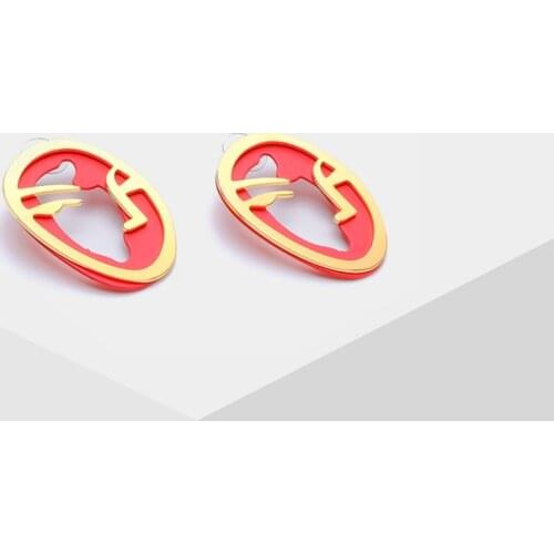 G18-Amorita boutique Three color abstract face art earrings