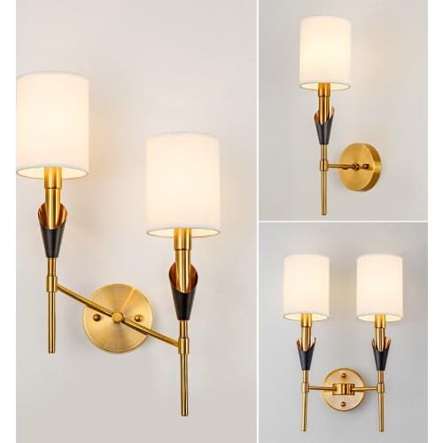 Gold Fabric Modern Led Wall Light Nordic Wall Lamp Sconce Light Fixture Bedroom Bathroom Lamp Industrial Decor Mirror Lights E14