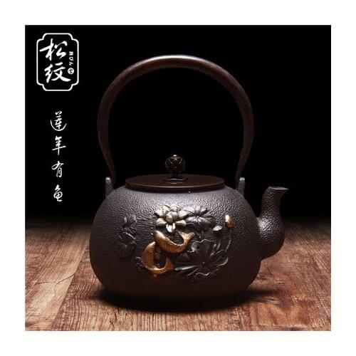 Old iron pot handmade uncoated Japanese southern cast iron teapot copper cover Kung Fu tea set