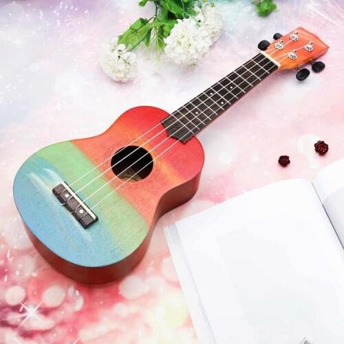 Ukulele Hand-Painted Combo 21 Ukulele Black Soprano 4 Strings Uke B Stringed Musical Instrument Perfect for Beginners