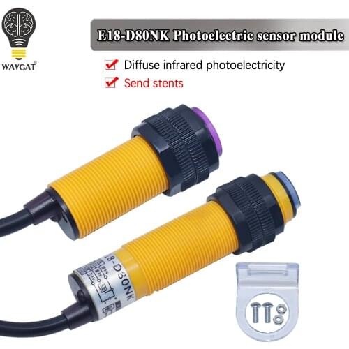 Smart Car Robot E18-D80NK Infrared Obstacle Avoidance Photoelectric Sensor Proximity Switch 3-80cm Detection Range Adjust