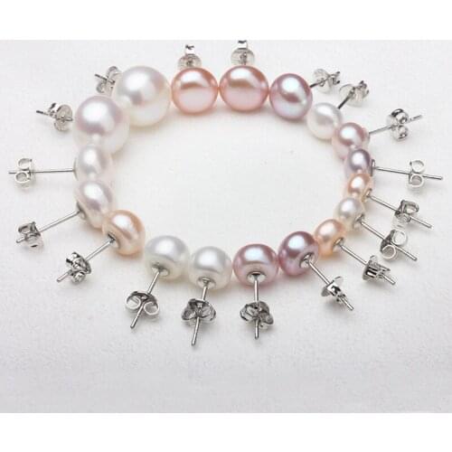 Gorgeous Exquisite Round Pearl Studs Earrings Womens Three Color Studs Earrings Bride Engagement Wedding Jewelry Accessories