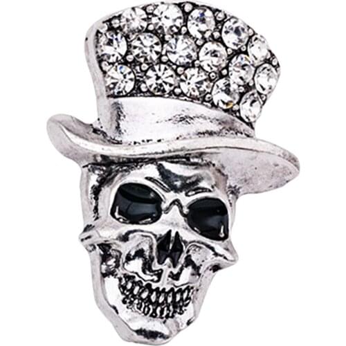 Vintage Personalized Gothic Skull Head Brooch Fashion Unisex Crystal Suit Collar