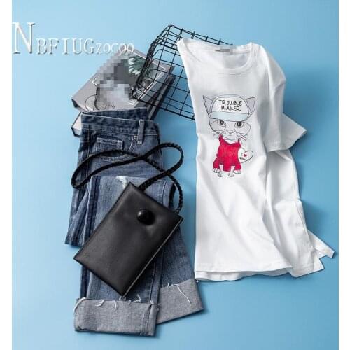 Kawaii Animal Printed Women T Shirt Summer New Casual Short Sleeve Female Tee Shirts