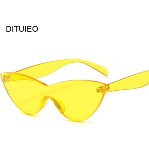 New Cateye Vintage Yellow Pink Sunglasses Women Brand Designer Retro Points Sun Glasses Female Superstar Lady Cat Eye