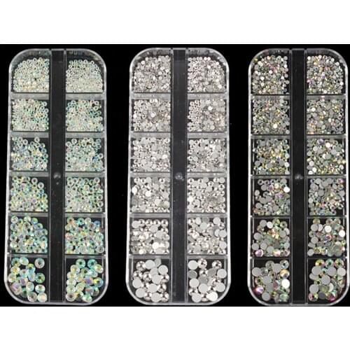 1 Box Multi-size AB Crystal Diamonds 3D Nail Art Decorations Gem Stones For Nails Rhinestones Decoration Nail Jewelry