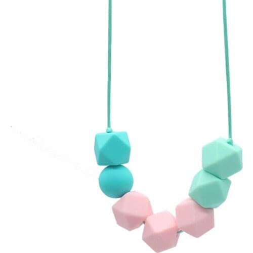 1pc Baby Teething Silicone Necklace Food Grade Silicone Beads Hexagon Baby Toys Silicone Perle BPA Free Baby Teether Kids Gift