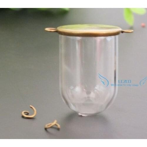 10sets--30x20mm glass dome globe & base & cap&chain set glass globe set glass vial pendant glass cover