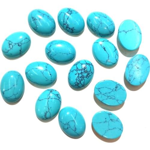 10 PCS Blue Turquoise Natural Stones Cabochon 18x25mm 15x20mm 13x18mm 10x14mm Egg Shape No Hole for Making Jewelry DIY