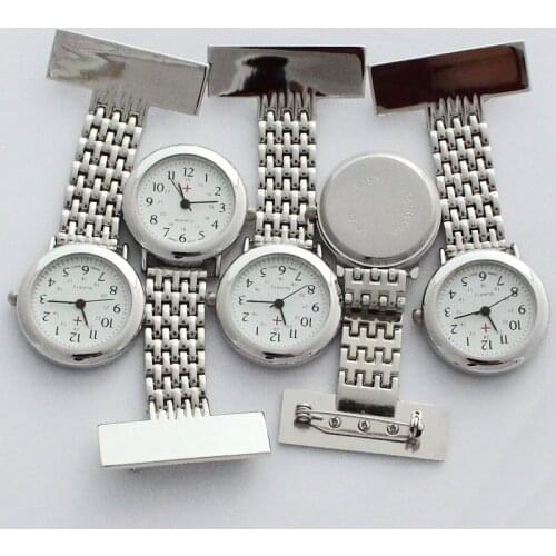 10PCS/Lot Bulk Wholesale Stainless Steel Nurse Watches Doctor FOB Pocket Pin Quartz Analog Pendant Watches GL46T , Free Shipping