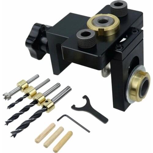 3 in 1 Adjustable Doweling Jig Woodworking Pocket Hole Jig With 8/15mm Drill Bit For Drilling Guide Locator Puncher Tools