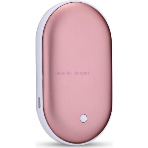 50pcs 5200mAh Electric Hand Warmer USB Rechargeable Winter Pebbles Double-Side Heating Mini 5V Pocket Power Bank 2 in 1