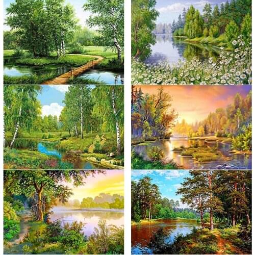 New DIY 5D Diamond Painting Sunset Tree Diamond Embroidery Scenery Cross Stitch Full Square Round Drill Mosaic Home Decor Gift