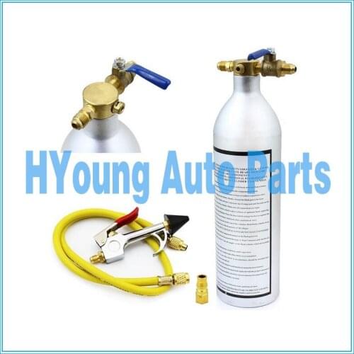 Auto Air System Flush Canister Gun Kit R134 R12 R22 R410 R404, include 0-174psi 0-12bar 1/4'' connector