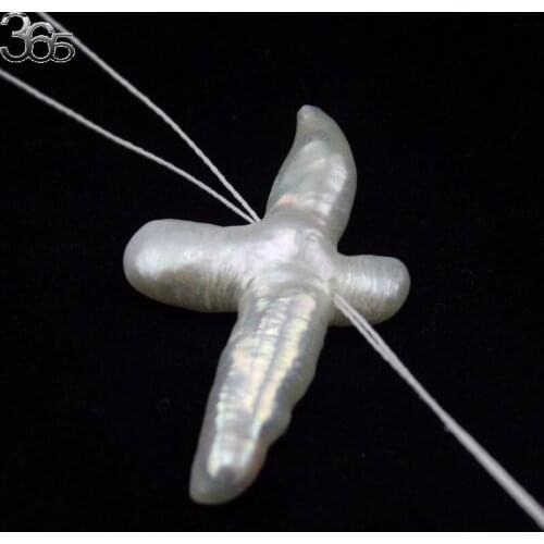 Free Shipping 10pcs 20-25x30-40mm Natural Freshwater Large Big Pearl Sideways Cross Shape Loose Beads 15"
