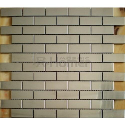 Free shipping, brick pattern stainless steel metal mosaic tile ,silver color subway metal mosaic wall tiles