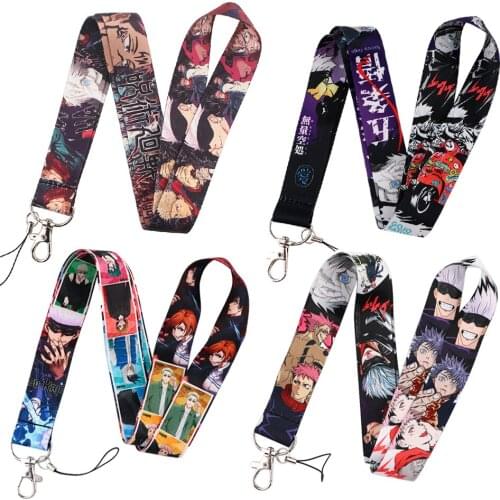 ER057 Anime Boy Jujutsu Kaisen Cartoon Style Anime Lovers Key Chain Lanyard Neck Strap For USB Badge Holder DIY Hang Rope