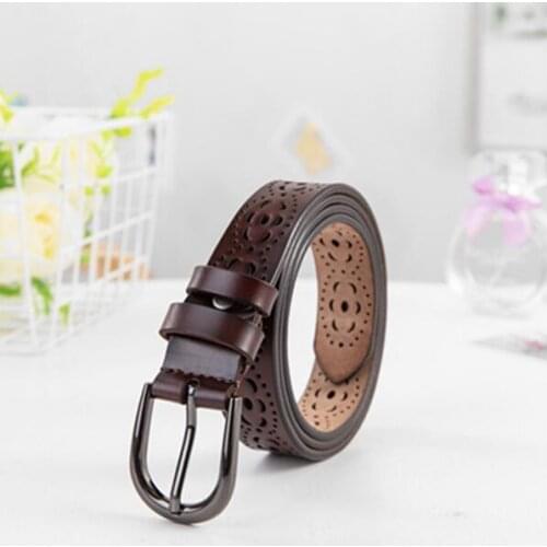 Ceinture femme belts for women men cowhide Hollow out knurling alloy Pin buckle Best selling, cheap Christmas gifts wide 2.8CM