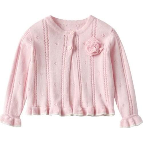 Childrens Shawl O-Neck Long-Sleeve Jacket 2020 Autumn Winter New Girls Shawl Childrens Hollow Cardigan Cotton 2-6 Years Old