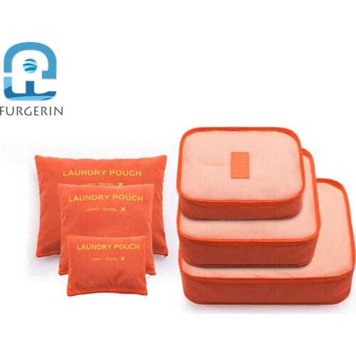 FURGERIN Travel Storage Bag Organizer for Cosmetics zip lock closet organizer bag home organization and storage Six-piece Set