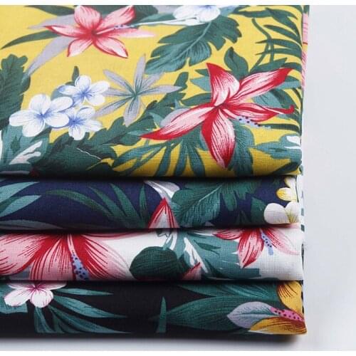 HLQON cotton sateen Multi-colored flowers fabric for sewing women clothing upholstery tissue wedding dress patchwork DIY