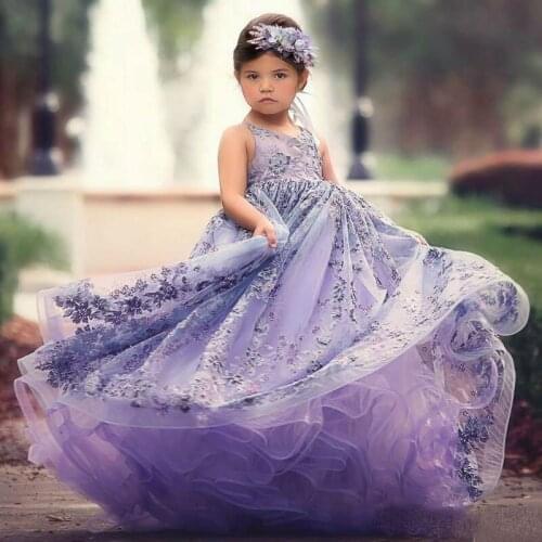 Pretty A Line Flower Girl Dresses For Wedding Spaghetti Straps Lace Applique Beaded Communion Dress vestidos de fiesta