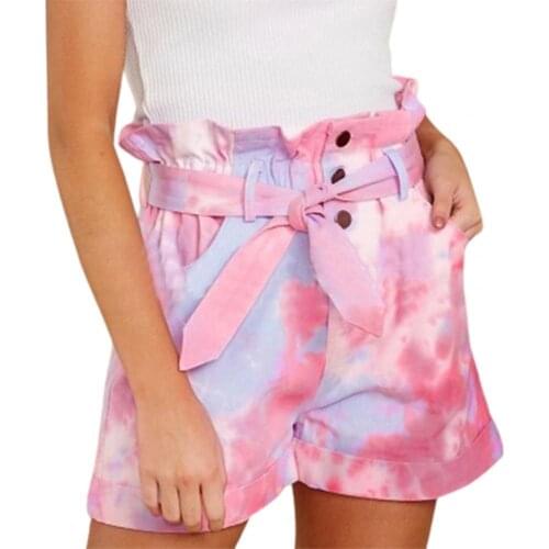 Cool Tie-dye Shorts Gorgeous Various Styles Frill Waist Spring Women Fashion Shorts for Summer