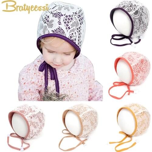 Lace Princess Baby Hat for Girls Cap Baby Beanie Newborn Bonnet Enfant Cotton Baby Girl Cap Kids Hat for 0-5Y
