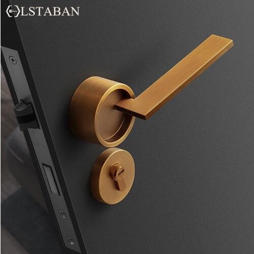 LSTABAN Zinc Alloy Door Locks Bedroom Nordic Style Interior Door Handle Lock Cylinder Security Mute Door Lock Household