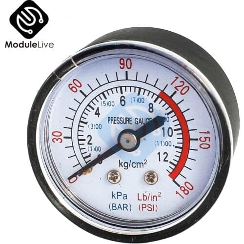 13mm 1/4 BSP Thread 0-180 PSI 0-12 Bar Air Pressure Gauge Tester 13 mm For Air Compressor Iron Diameter 52mm