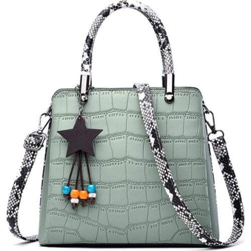 New WomenS Bucket Bag High-End WomenS Shoulder Bag 2021 New Ladies Casual Bags Totes Snakeskin Pattern Female Handbag