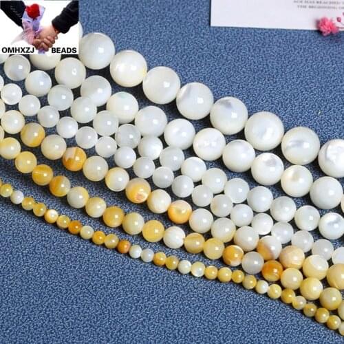 OMH Wholesale JD129 4 6 8 10 12mm Natural Jewelry DIY Making Bracelet Necklace Natural AAA Shell Pearl Loose Spacer Round Beads