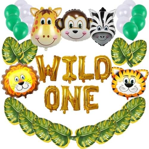 Wholesale Forest Balloon Set Baby First Birthday Decoration Wild Animal Party Decoration Aluminum Film Balloon