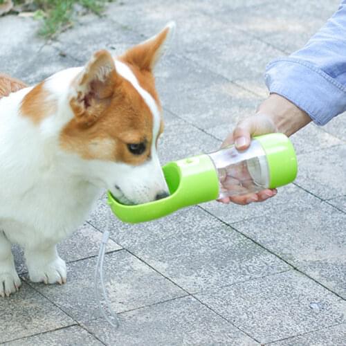 Portable Pet Dog Water Bottle Outdoor Puppy Drinking Bowl Travel Cat Dispenser Feeder with Food Container Pet Drinking Cup