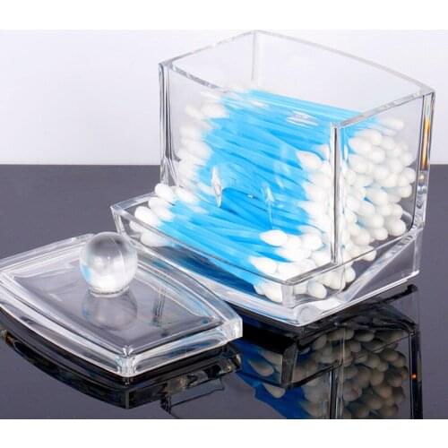 Clear Acrylic Makeup Storage Cotton Swab Organizer Box Cosmetic Holder Storage Container Box