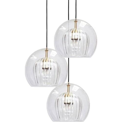 Nordic transparent double glass pendant lights bedroom bedside lamp dining room lamp bar single kitchen pendant lamps fixtures