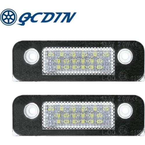 QCDIN 2Pcs Car Led License Number Plate Lamp For Ford Fiesta Fusion Mondeo MK2 White 12V Signal Lamp