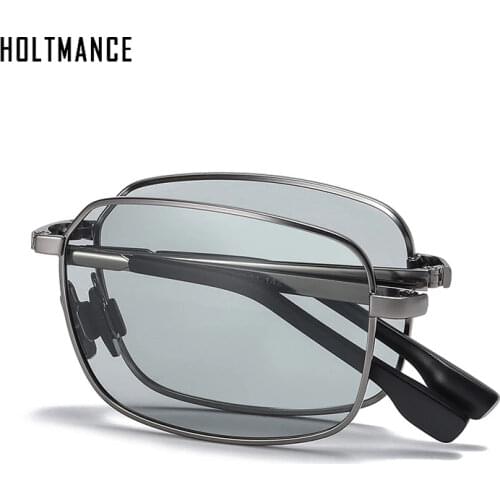 HOLTMANCE Folded Photochromic Polarized Sunglasses For Men 2021 Luxury Brand Designer UV400 High Quality Retro Square Sun Glasse