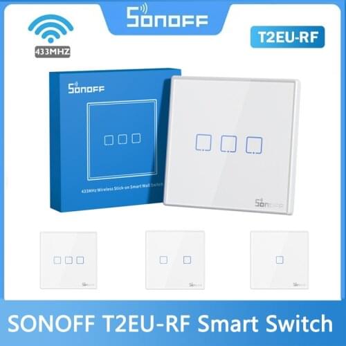 Sonoff T2EU-RF 433Mhz Wireless Smart Wall Switch Support Two-way Control Work With SONOFF RF Bridge RF Controller SlampherR2 TX