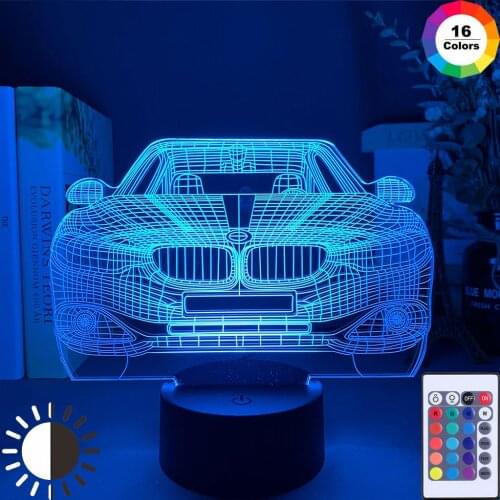 Sports Car 3D Illusion Lamp for Kids Bedroom Decor Nightlight Touch Sensor Atmosphere Birthday Gift Supercar Led Night Light
